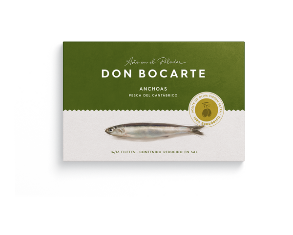 Anchoas del Cantábrico en aceite de oliva virgen extra 100% ecológico 100g (14/16 filetes)