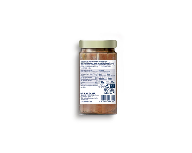Anchoas del Cantábrico en aceite de oliva virgen extra 95g (16/18 filetes pequeños)