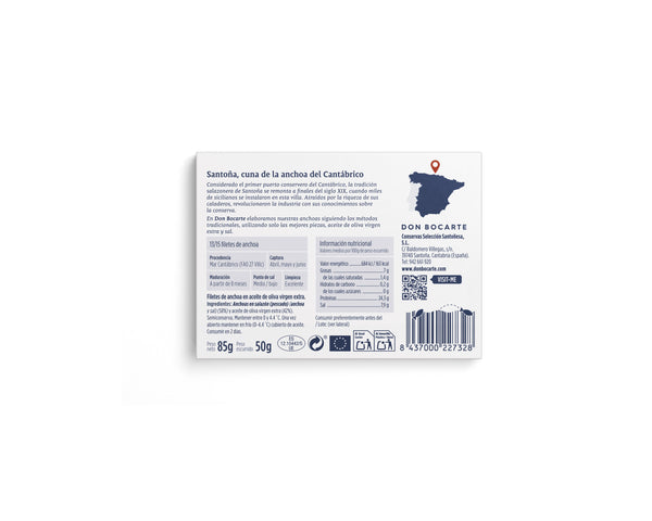 Anchoas del Cantábrico en aceite de oliva virgen extra 85g (13/15 filetes)